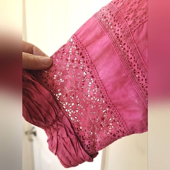 LOVESHACKFANCY Edie Dress Pink Tie Dye Lace Midi XS - Picture 8 of 16